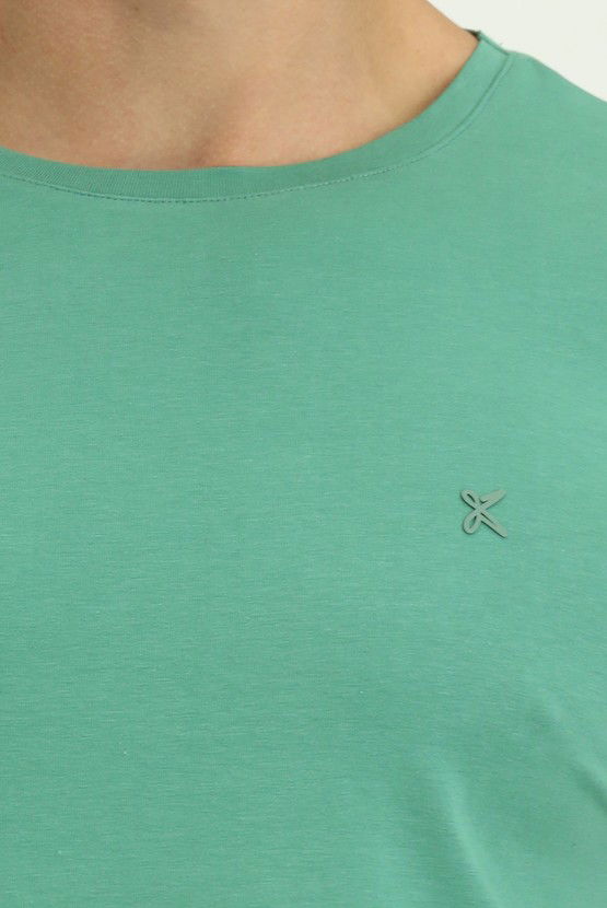 Erkek Giyim - Bisiklet Yaka Slim Fit Dar Kesim Süprem Pamuklu Tişört