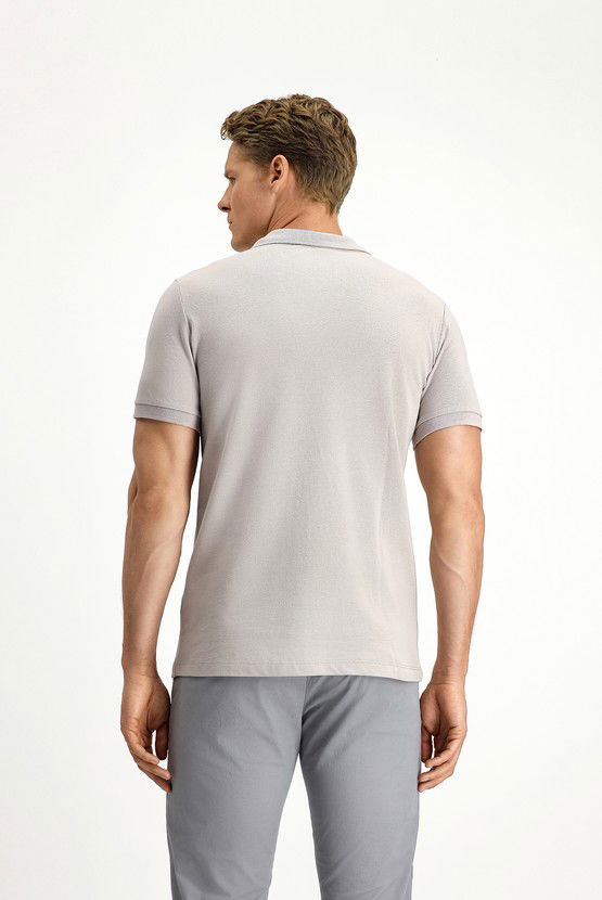 Erkek Giyim - Polo Yaka Slim Fit Dar Kesim Nakışlı Pamuk Tişört