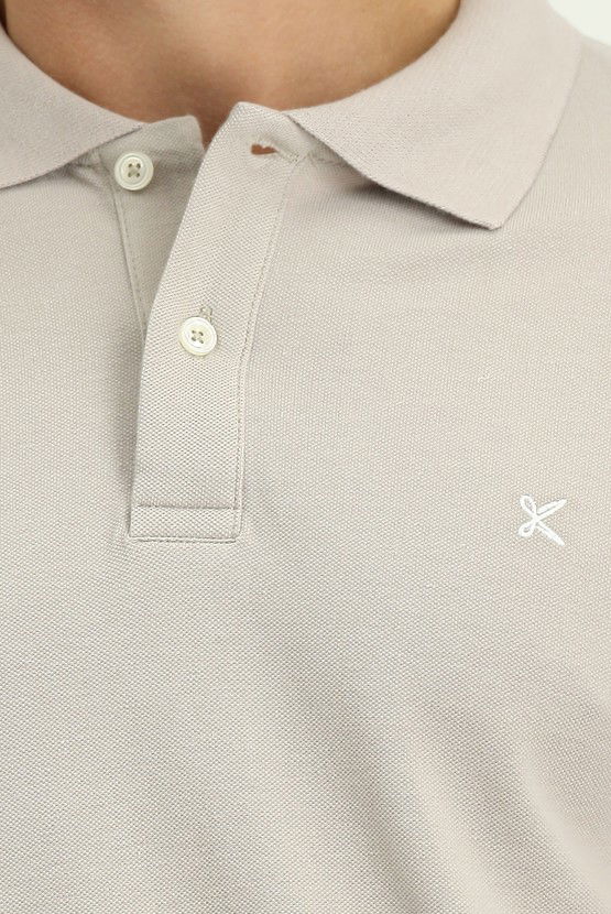 Erkek Giyim - Polo Yaka Slim Fit Dar Kesim Nakışlı Pamuk Tişört