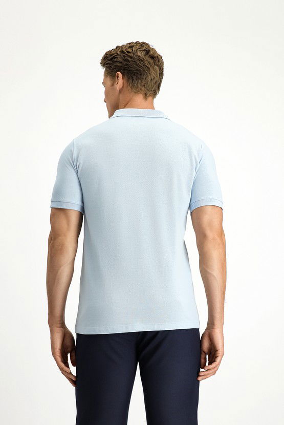 Erkek Giyim - Polo Yaka Slim Fit Dar Kesim Nakışlı Pamuk Tişört