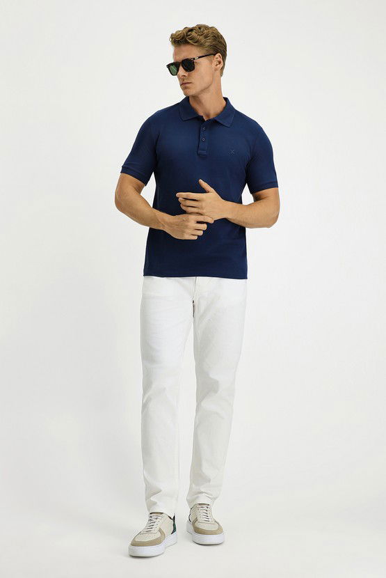Erkek Giyim - Slim Fit Dar Kesim Pamuk Polo Yaka Tişört