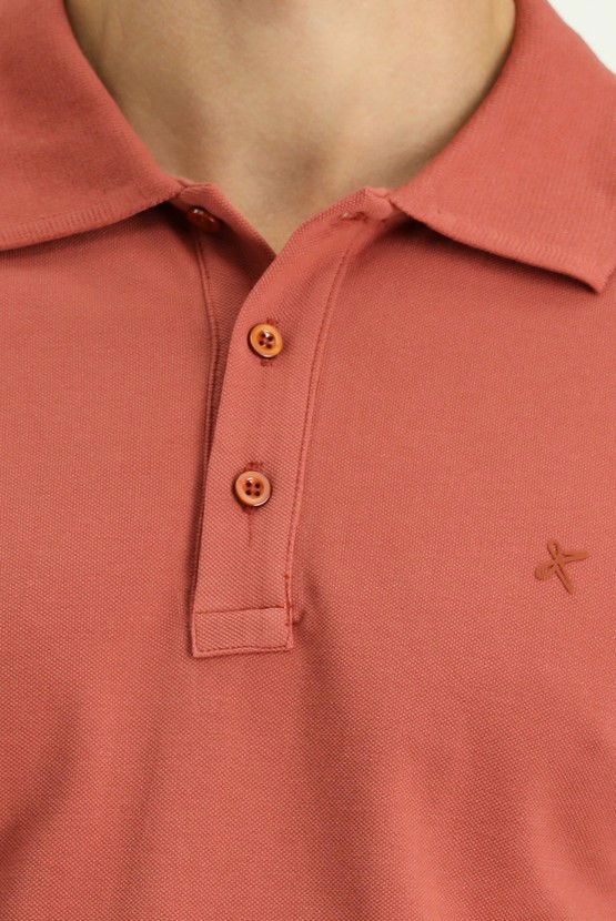 Erkek Giyim - Slim Fit Dar Kesim Pamuk Kıvrılmaz Polo Yaka Tişört