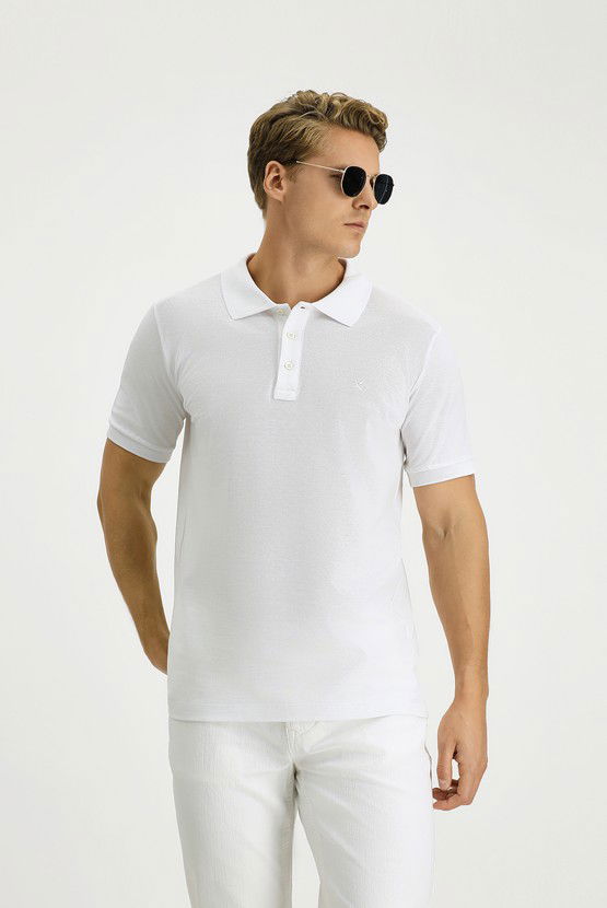Erkek Giyim - Slim Fit Dar Kesim Pamuk Polo Yaka Tişört