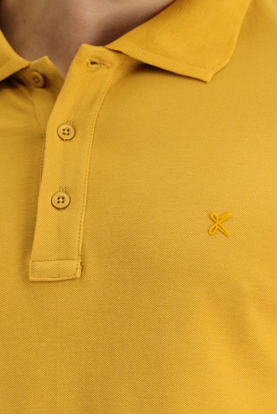 Erkek Giyim - Slim Fit Dar Kesim Pamuk Kıvrılmaz Polo Yaka Tişört