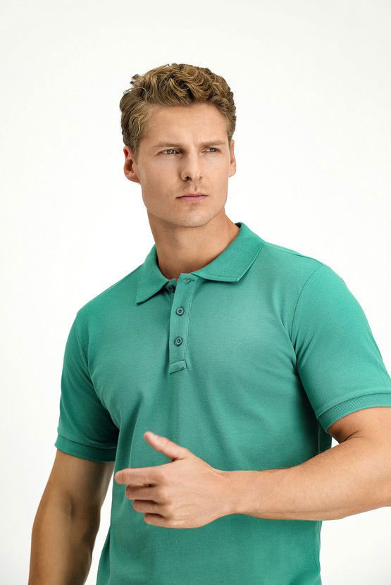 Erkek Giyim - Slim Fit Dar Kesim Pamuk Polo Yaka Tişört