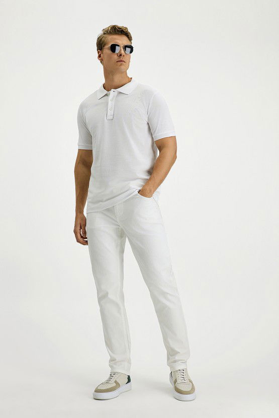 Erkek Giyim - Slim Fit Dar Kesim Pamuk Polo Yaka Tişört