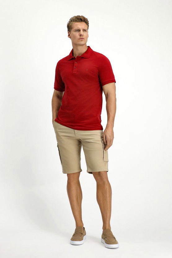 Erkek Giyim - Slim Fit Dar Kesim Pamuk Polo Yaka Tişört