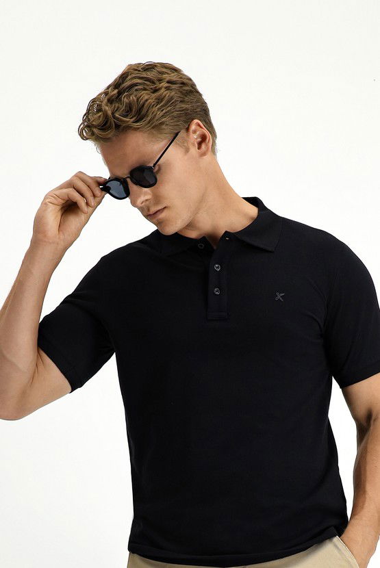 Erkek Giyim - Slim Fit Dar Kesim Pamuk Polo Yaka Tişört