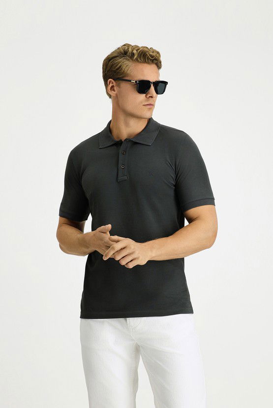 Erkek Giyim - Slim Fit Dar Kesim Pamuk Polo Yaka Tişört