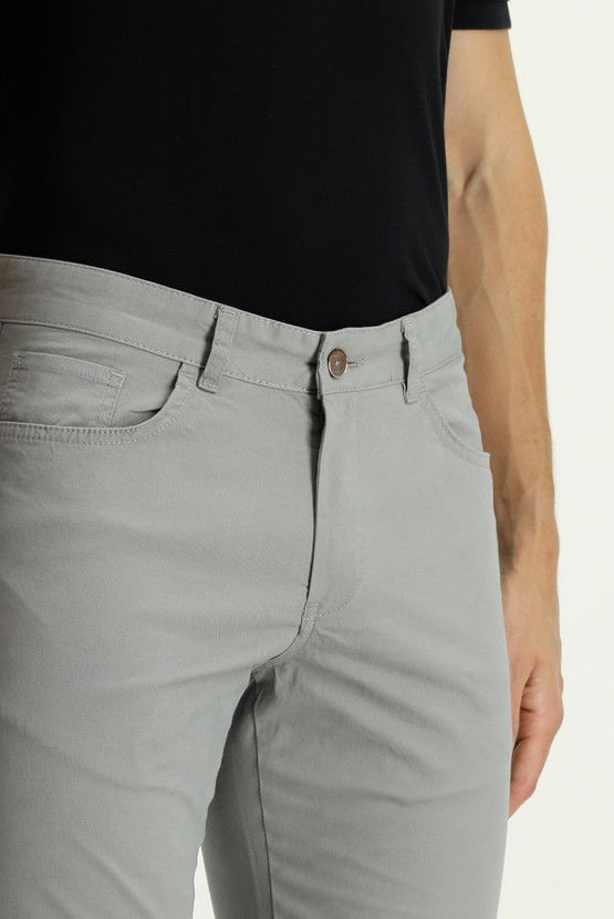 Erkek Giyim - Slim Fit Dar Kesim Likralı Kanvas / Chino Pantolon
