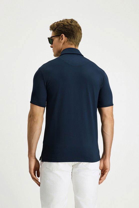 Erkek Giyim - Slim Fit Dar Kesim Likralı Polo Yaka Tişört