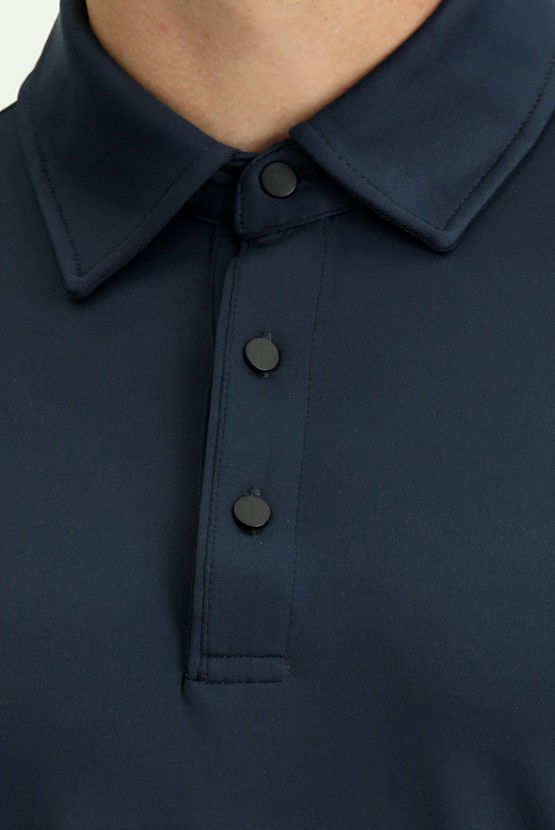Erkek Giyim - Slim Fit Dar Kesim Likralı Polo Yaka Tişört