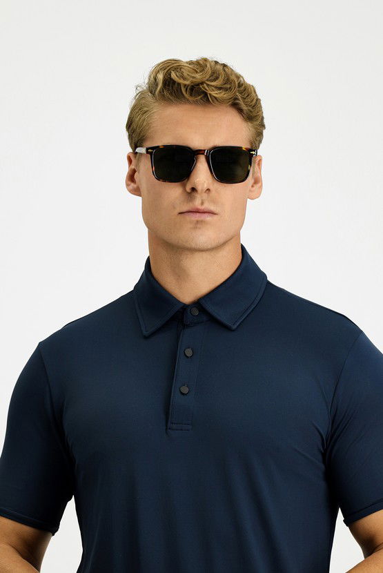 Erkek Giyim - Slim Fit Dar Kesim Likralı Polo Yaka Tişört