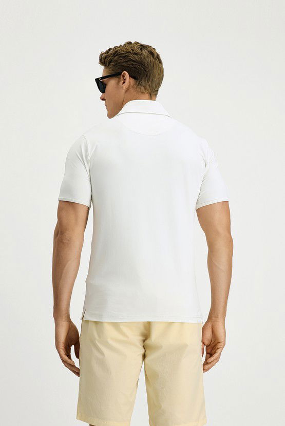Erkek Giyim - Slim Fit Dar Kesim Likralı Polo Yaka Tişört