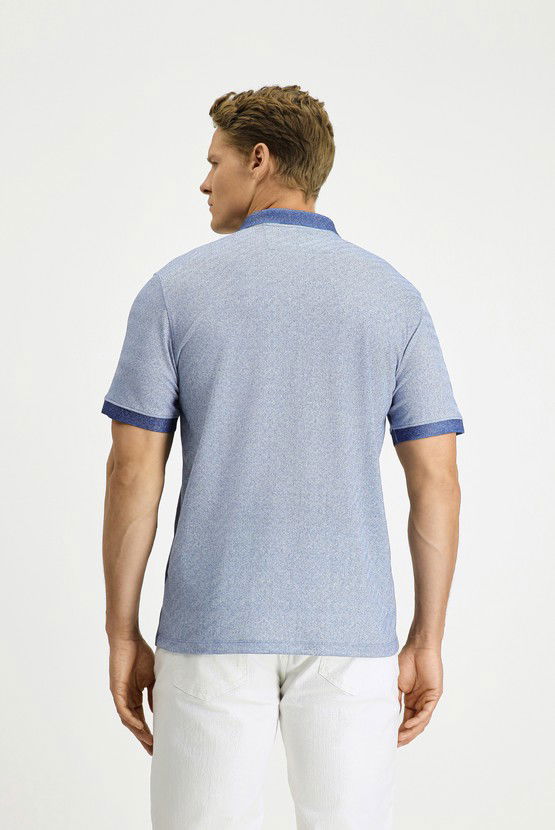 Erkek Giyim - Regular Fit Desenli Likralı Polo Yaka Tişört