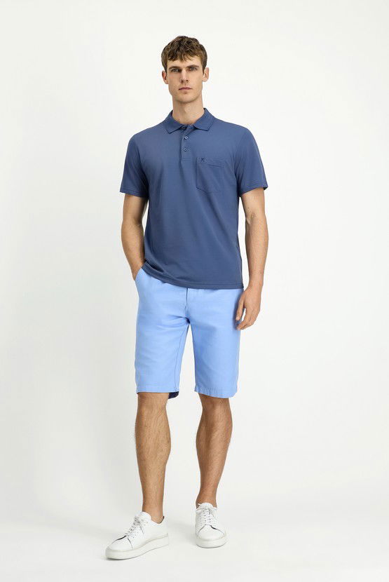Erkek Giyim - Regular Fit Pamuklu Nakışlı Cepli Polo Yaka Tişört