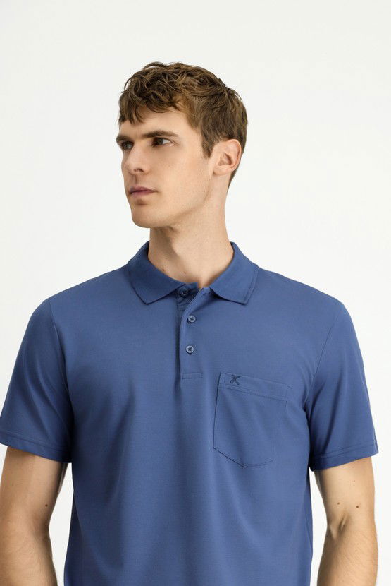Erkek Giyim - Regular Fit Pamuklu Nakışlı Cepli Polo Yaka Tişört