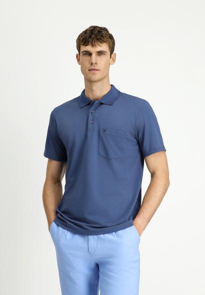 Erkek Giyim - İNDİGO 3X Beden Regular Fit Pamuklu Nakışlı Cepli Polo Yaka Tişört