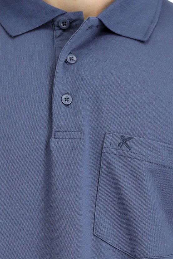 Erkek Giyim - Regular Fit Pamuklu Nakışlı Cepli Polo Yaka Tişört