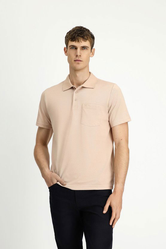 Erkek Giyim - Regular Fit Pamuklu Nakışlı Cepli Polo Yaka Tişört