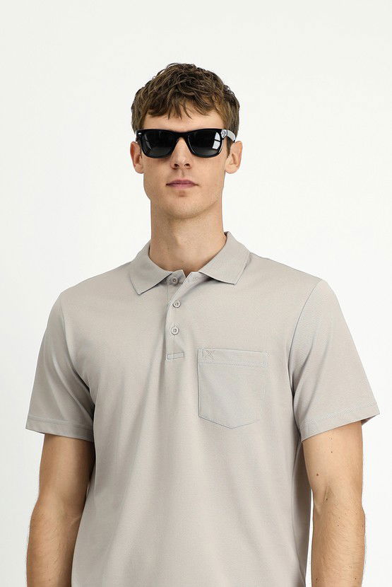 Erkek Giyim - Regular Fit Pamuklu Nakışlı Cepli Polo Yaka Tişört