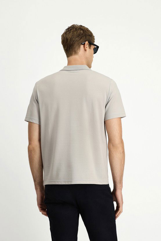 Erkek Giyim - Regular Fit Pamuklu Nakışlı Cepli Polo Yaka Tişört