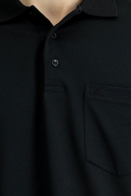 Erkek Giyim - Regular Fit Pamuklu Nakışlı Cepli Polo Yaka Tişört