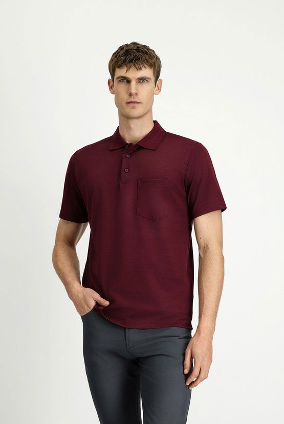 Erkek Giyim - Regular Fit Pamuklu Nakışlı Cepli Polo Yaka Tişört