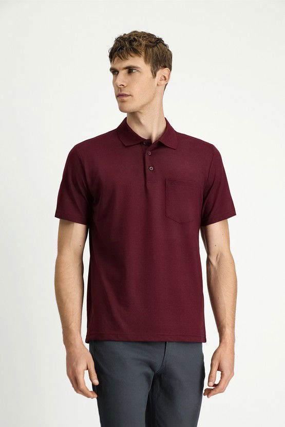 Erkek Giyim - Regular Fit Pamuklu Nakışlı Cepli Polo Yaka Tişört