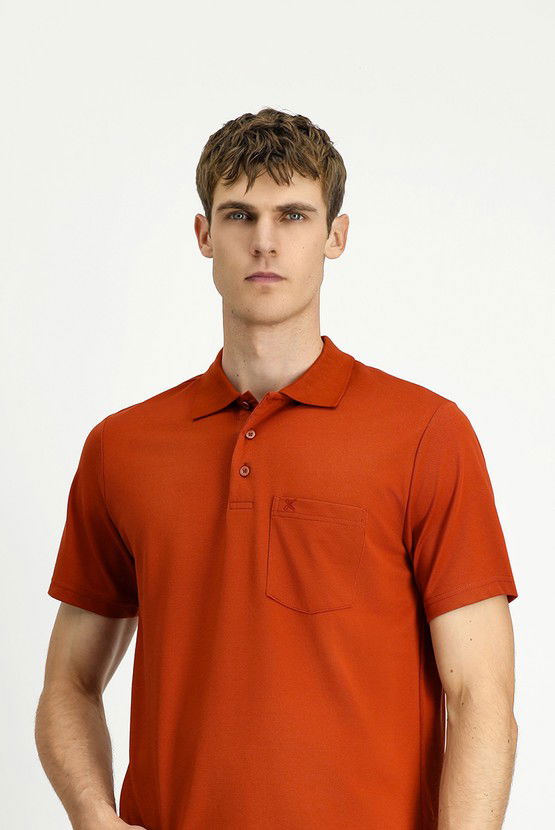Erkek Giyim - Regular Fit Pamuklu Nakışlı Cepli Polo Yaka Tişört