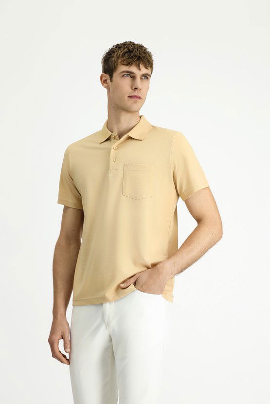 Erkek Giyim - Regular Fit Pamuklu Nakışlı Cepli Polo Yaka Tişört