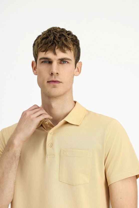 Erkek Giyim - Regular Fit Pamuklu Nakışlı Cepli Polo Yaka Tişört