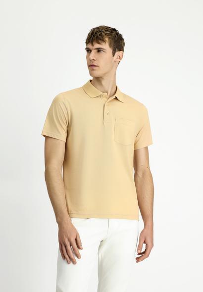 Erkek Giyim - ORTA VİZON 3X Beden Regular Fit Pamuklu Nakışlı Cepli Polo Yaka Tişört