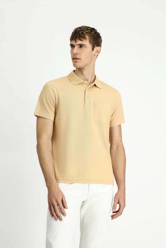 Erkek Giyim - Regular Fit Pamuklu Nakışlı Cepli Polo Yaka Tişört