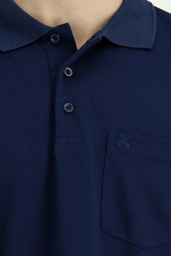 Erkek Giyim - Regular Fit Pamuklu Nakışlı Cepli Polo Yaka Tişört
