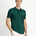  KOYU YEŞİL  Polo Yaka Slim Fit Dar Kesim Nakışlı Süprem Pamuklu Tişört