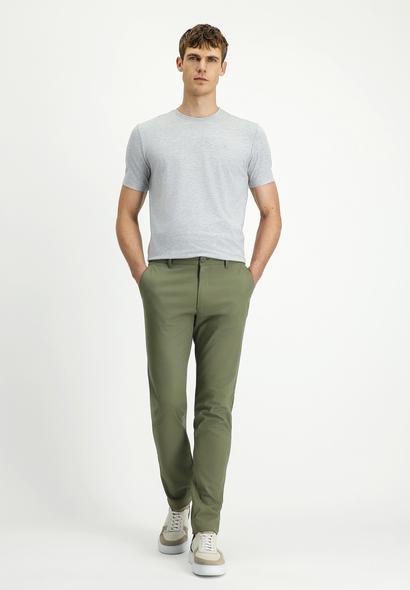 Erkek Giyim - ORTA HAKİ 58 Beden Slim Fit Dar Kesim Desenli Likralı Kanvas / Chino Pantolon