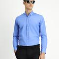  AQUA MAVİSİ  Uzun Kol Slim Fit Dar Kesim Non Iron Ütü Gerektirmeyen Pamuklu Düğmeli Yaka Gömlek