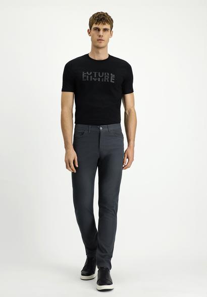 Erkek Giyim - ORTA FÜME 46 Beden Slim Fit Dar Kesim Likralı Kanvas / Chino Pantolon