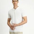  KIRIK BEYAZ  Slim Fit Dar Kesim Pamuk Desenli Fermuarlı Polo Yaka Tişört