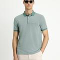  KOYU YEŞİL  Regular Fit Desenli Pamuklu Polo Yaka Tişört