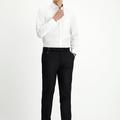  SİYAH  Slim Fit Dar Kesim Likralı Desenli Tokalı Pileli Klasik Kumaş Pantolon