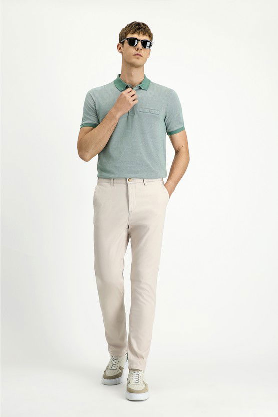 Erkek Giyim - Slim Fit Dar Kesim Beli Lastikli Likralı Kanvas / Chino Pantolon