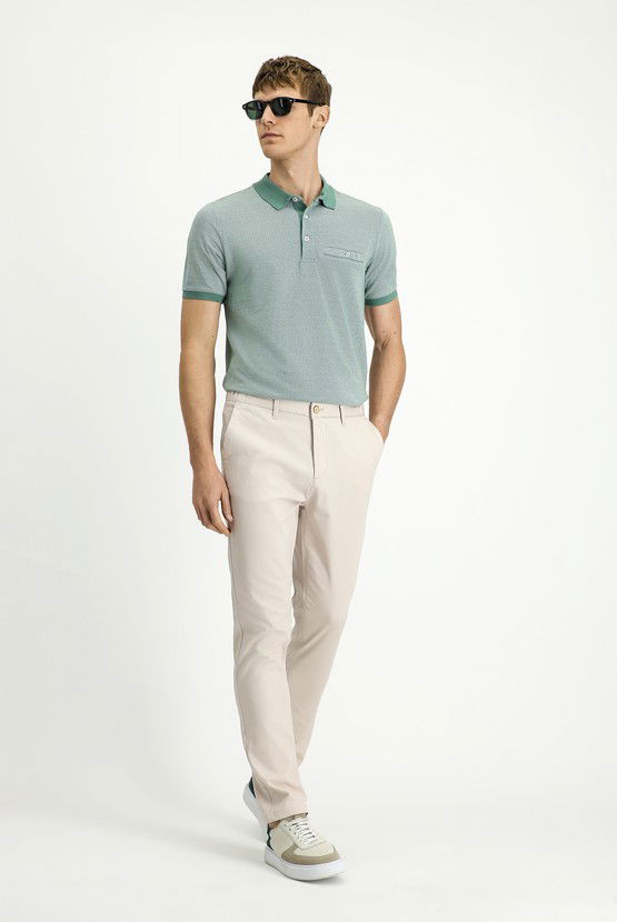 Erkek Giyim - Slim Fit Dar Kesim Beli Lastikli Likralı Kanvas / Chino Pantolon