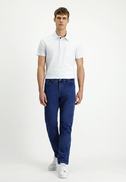 Erkek Giyim - İNDİGO 56 Beden Regular Fit Pamuklu Denim Look Pantolon