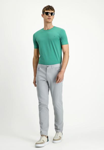 Erkek Giyim - AÇIK GRİ 46 Beden Slim Fit Dar Kesim Likralı Kanvas / Chino Pantolon